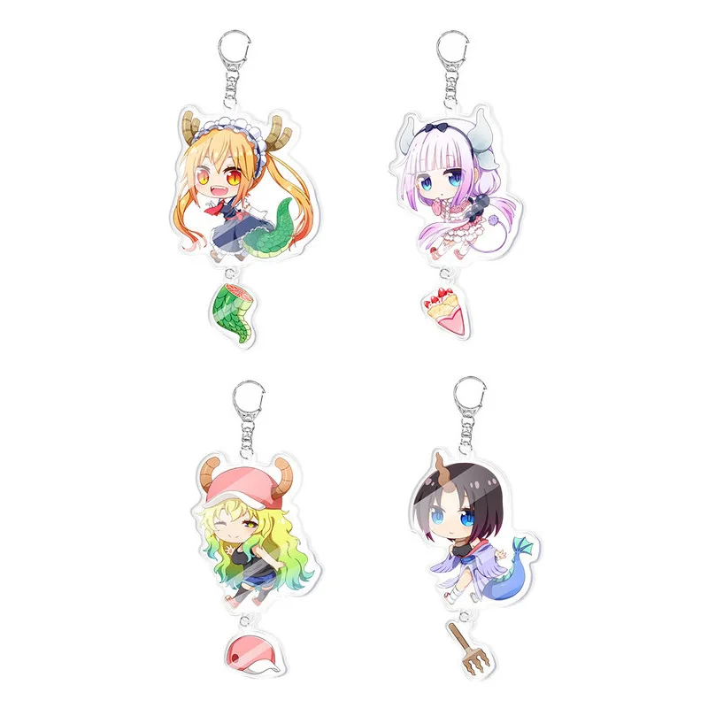 

1 Pcs Anime Kobayashi San Chi No Maid Dragon Keychain Miss Kobayashi's Dragon Maid Kanna Kamui Figures Acrylic Key Chain Holder