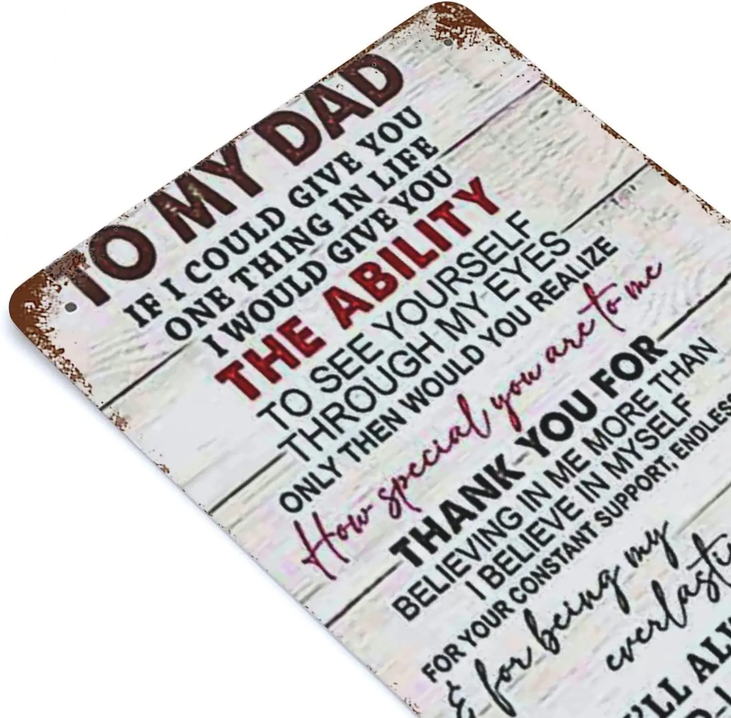 Металлическая жестяная табличка Anique моему папе спасибо за верить в меня я всегда