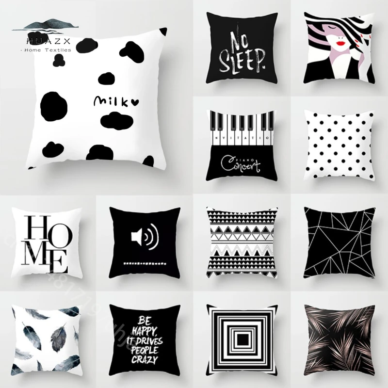 

Black White Series Pillow Case Home Hotel Decorative Geometric Cushion Cover Living Room Sofa Throw Pillows Cover Car Pillowcase