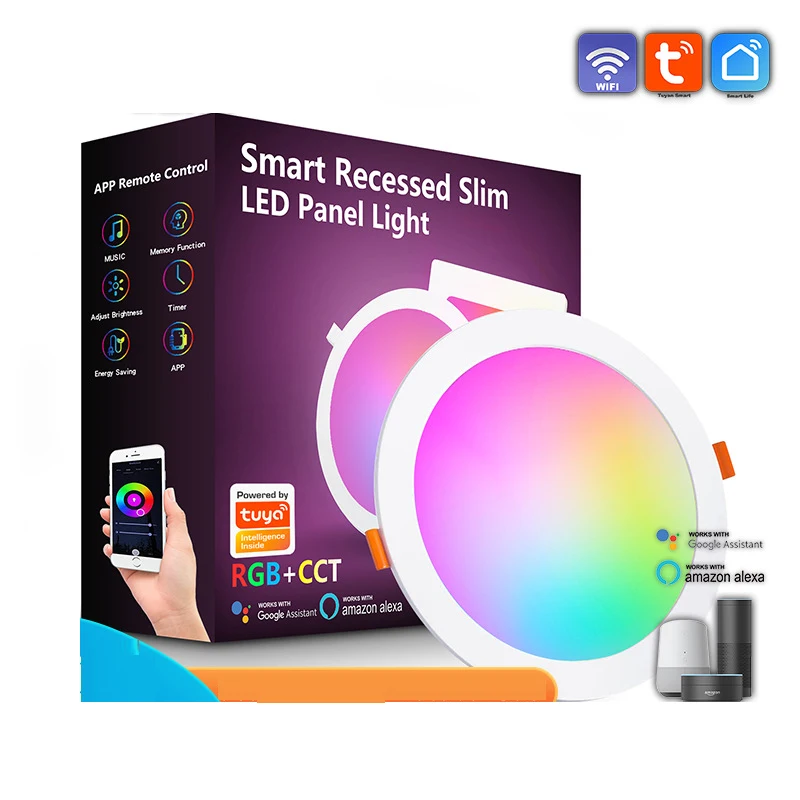 Tuya Wi-Fi Интеллектуальный светильник ультратонкий 18 Вт работает с Alexa Google Home