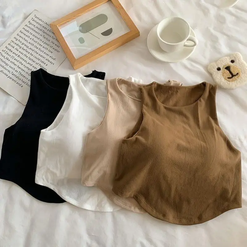 YJSFG HOUSE Белый хлопковый укороченный топ