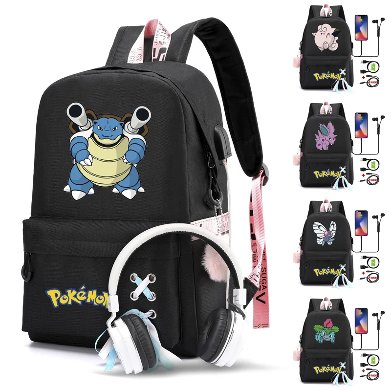 

Bandai Pokemon Backpack Anime Cartoon Cute Primary Secondary Back To School Backpack Girl Mochila Escolar Bags Student Bookbag