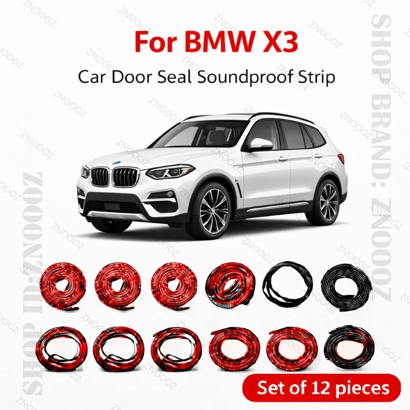 Фото Для BMW X3: Комплект из 12 штук резиновых уплотнителей дверных проемов, двухслойные, звукоизоляционные, пыле- и водонепроницаемые, защита от непогоды №1