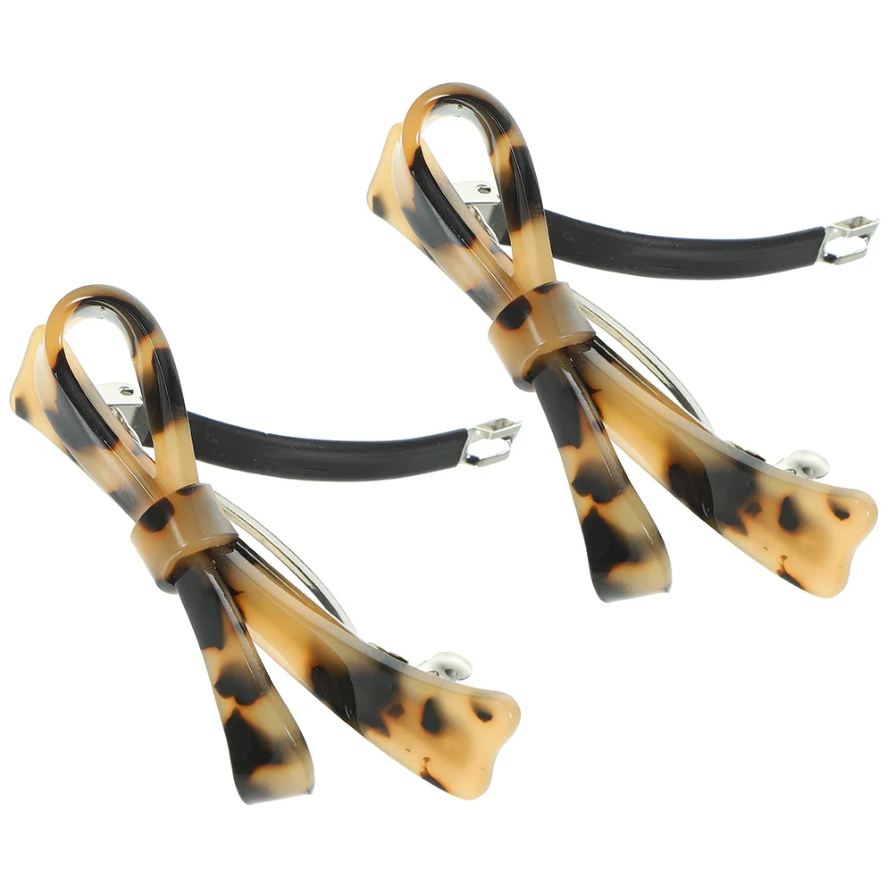 

2 Pcs Hairpin Graceless Accessories Women Spring Clops Bow Clip Metal Clips Grips