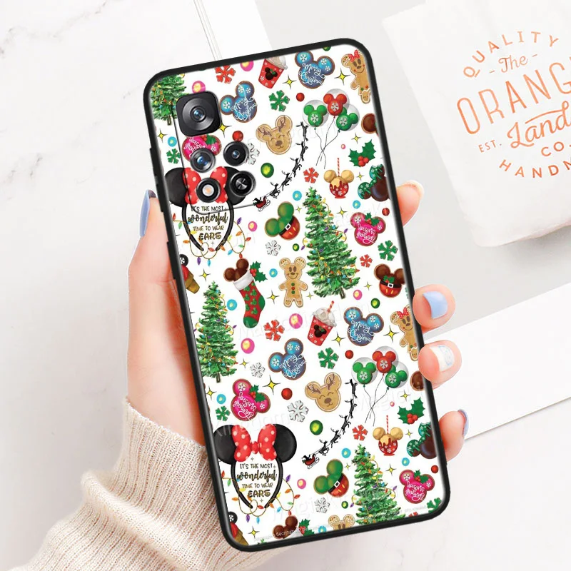 Милый Рождественский чехол с Минни для XiaoMi Redmi Note 11 12 13 S T Pro E ProPlus Turbo 4G цвет черный