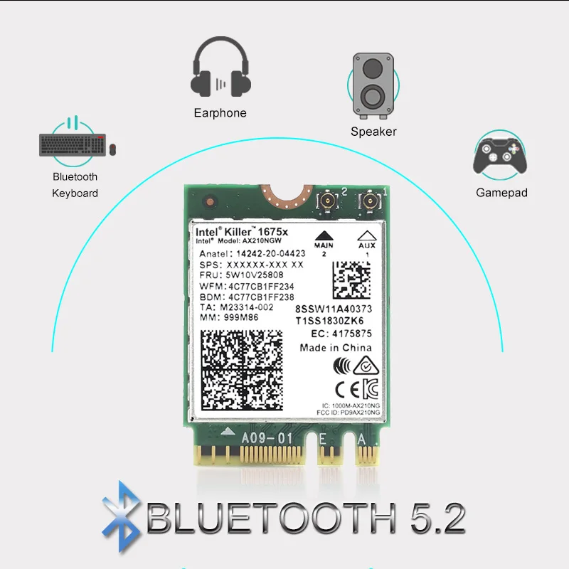 Ноутбук Killer 1675x AC двухдиапазонный 2 4 Гбит/с Wi-Fi 6E AX210 карта AX210NGW 802.11AX Bluetooth 5 для Windows