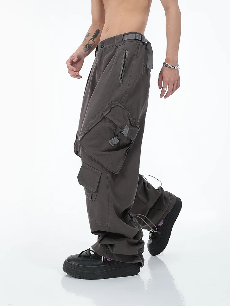 2022 American street fashion big pocket overalls trousers loose casual design straight wide leg trousers mens clothing pants