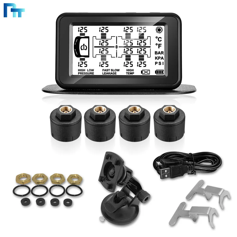 

Auto Security Alarm Systems XFNING Solar Charge Smart Car TPMS Tyre Pressure Monitoring System For Car