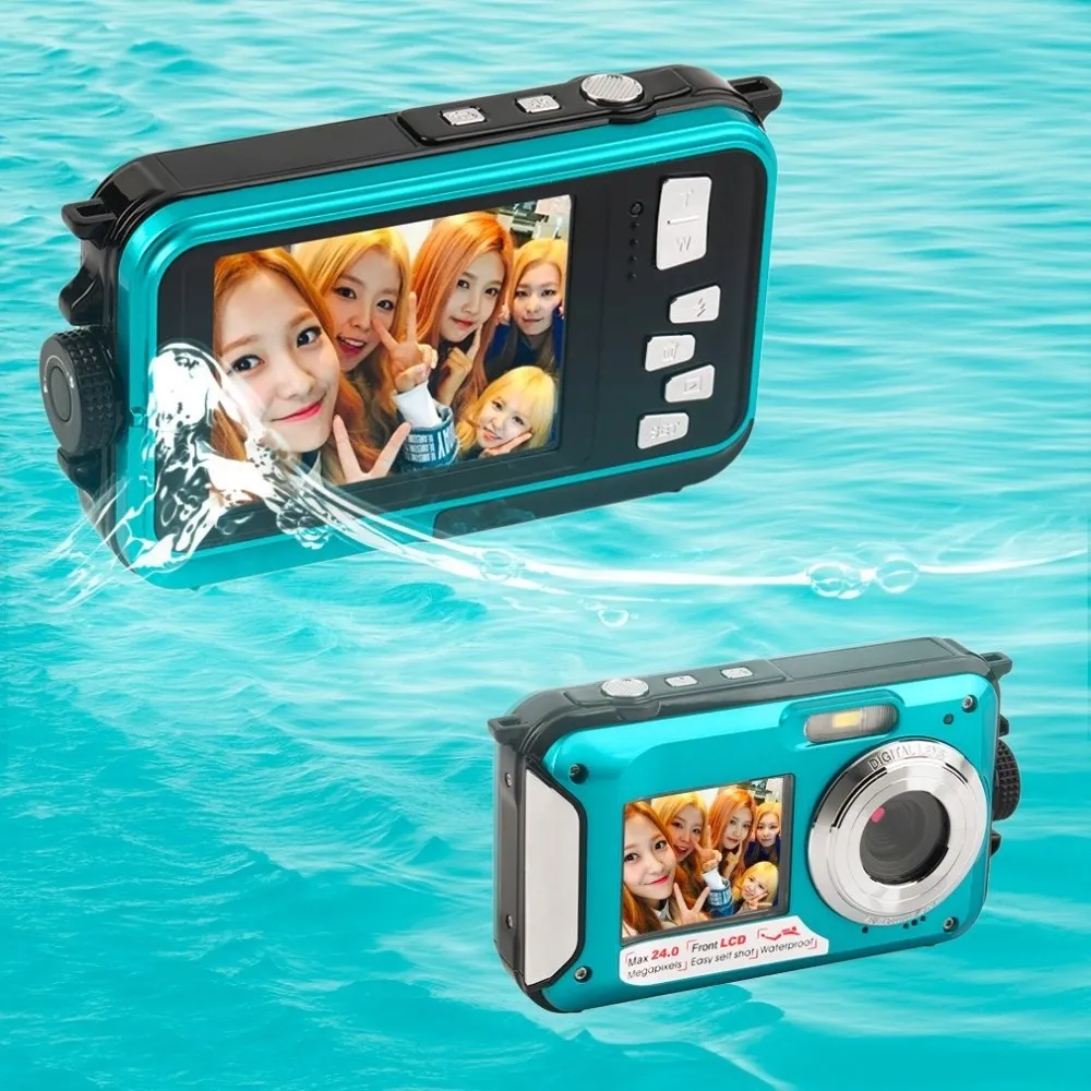 2.7inch TFT Digital Camera Waterproof 24MP MAX 1080P Double Screen 16x Digital Zoom Camcorder HD268 Underwater Camera Hot Sale enlarge