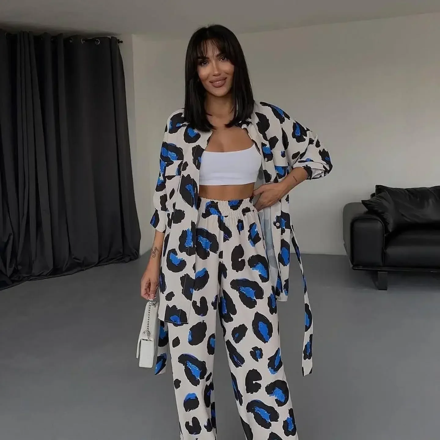 Весенне-осенний повседневный костюм Майяра женская рубашка с длинными рукавами