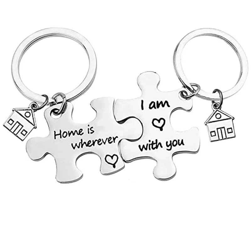 

Парный брелок из нержавеющей стали 2022, домашний, где бы я ни находился, брелок, теплый дом, подарок на день Святого Валентина