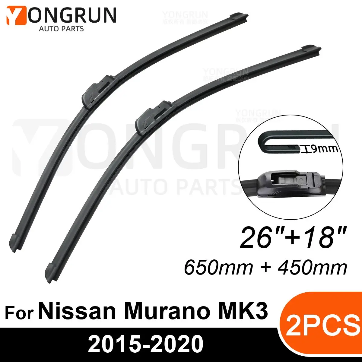 

Front Wipers For Nissan Murano MK3 2015-2020 Wiper Blade Rubber 26"+18" Car Windshield Windscreen Accessories2016 2017 2018 2019