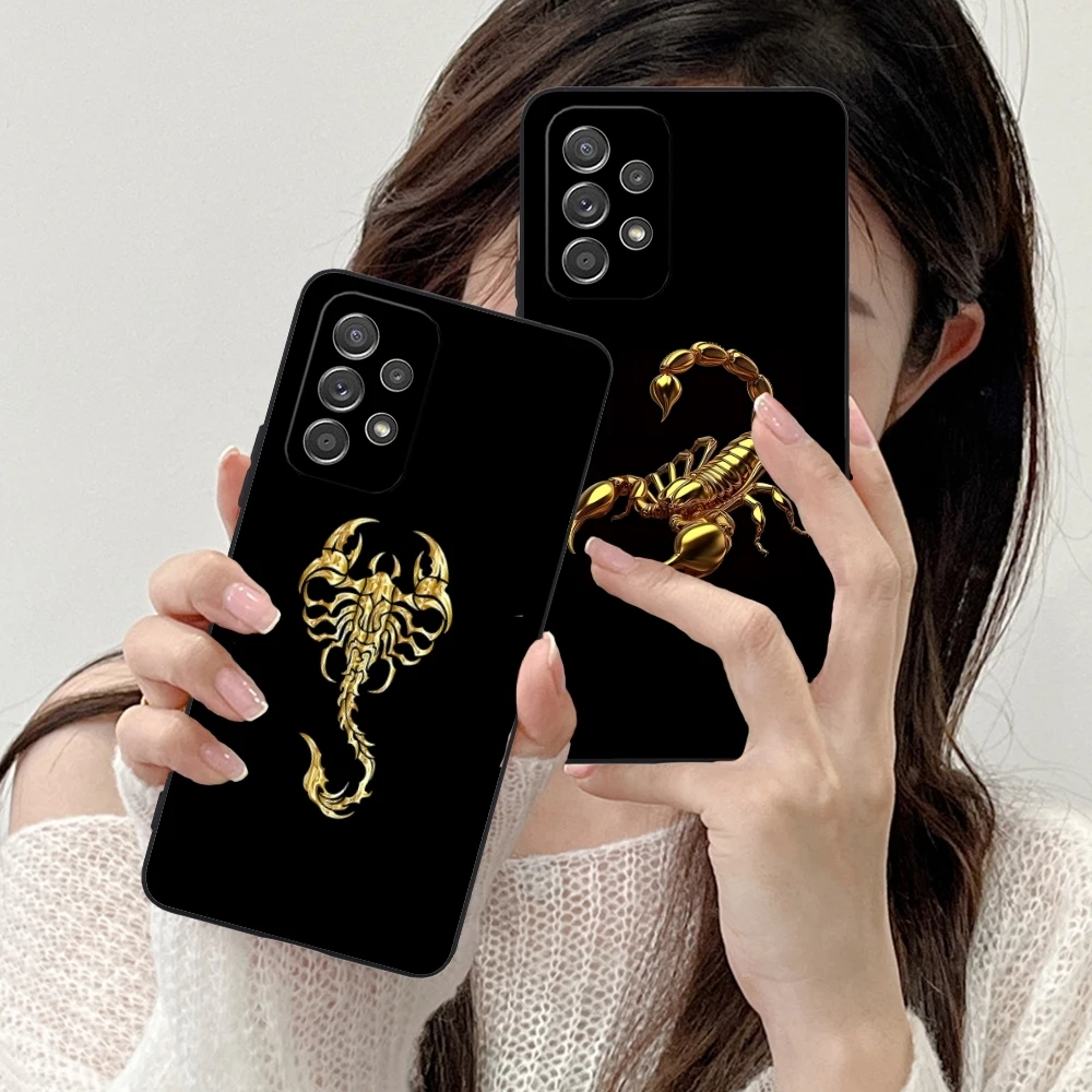 Colored Golden Scorpio Mobile Cell Phone Case for Samsung Galaxy A73 72 71 70 55 54 53 52 35 34 32 23 14 13 5G Black Cover Shell