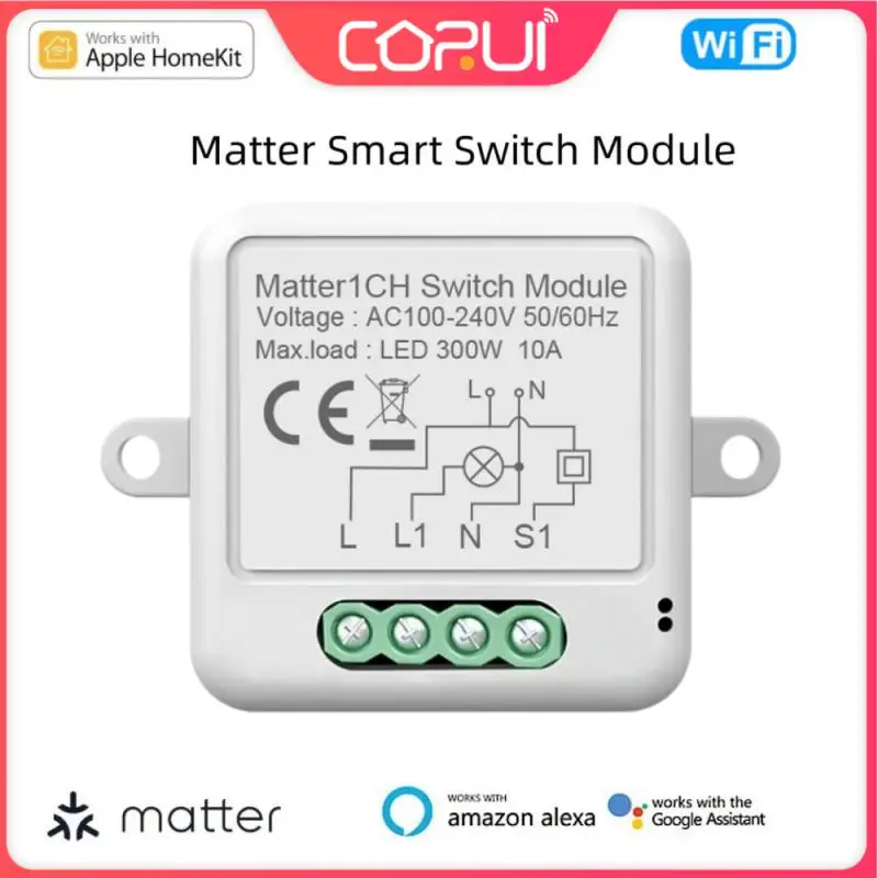 

CORUI WIFI Smart Switch Matter Protocol DIY Module HomeKit APP Wireless Remote Relay Breaker Support Siri Alexa Google Home