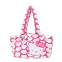 kawaii hello kitty handbag soft and comfortable large capacity storage bag in autumn winter plush crossbody cute accessories