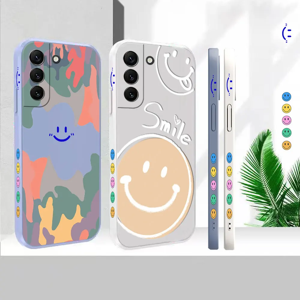 

Liquid Silicone Cover For Samsung S23 S22 S21 S20 FE Ultra 5G S11 S11E S10 S10E S9 Plus Vogue Luxury Ice Cream Smile Face Case