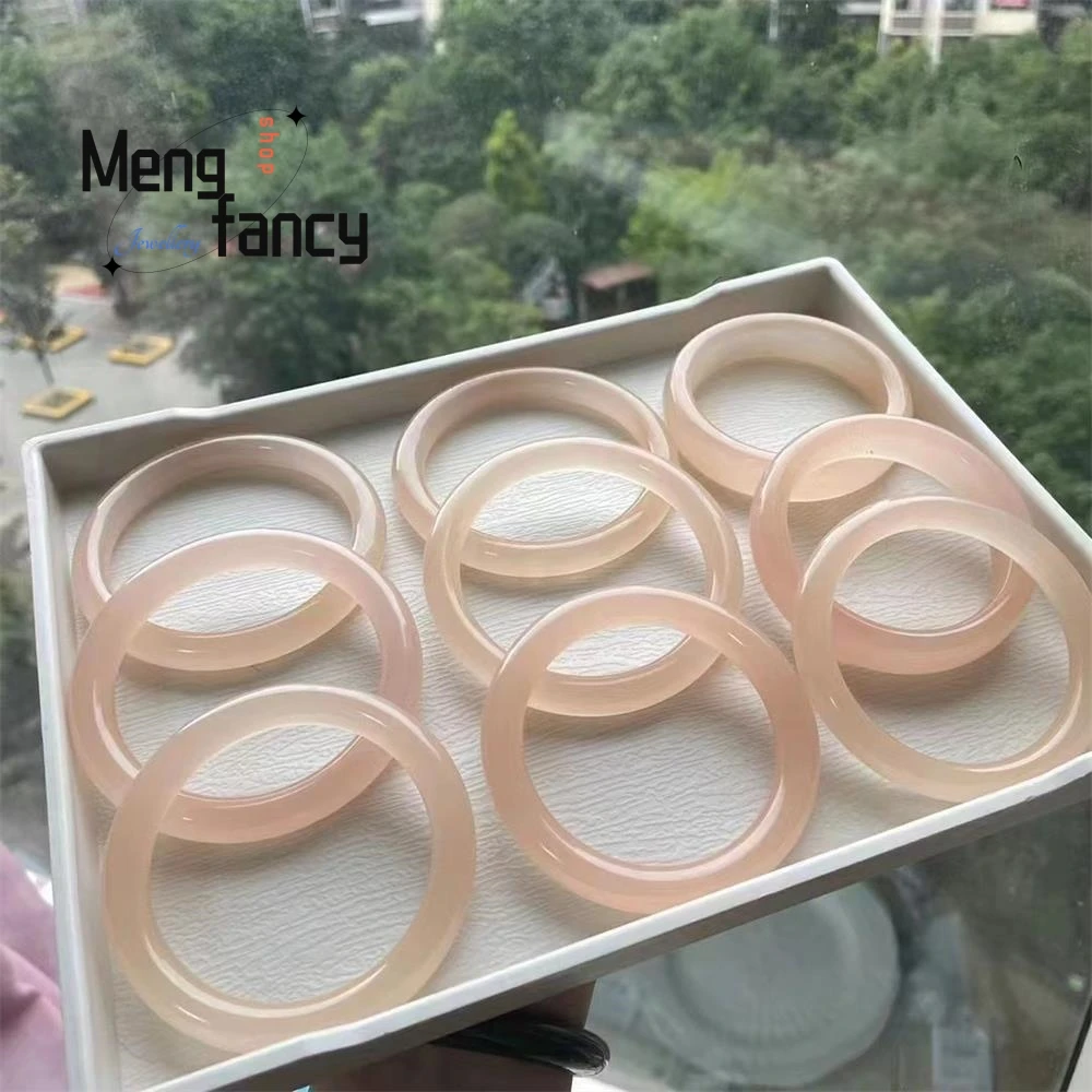 Натуральный розовый браслет из корня лотоса Круглый афганского нефрита простое