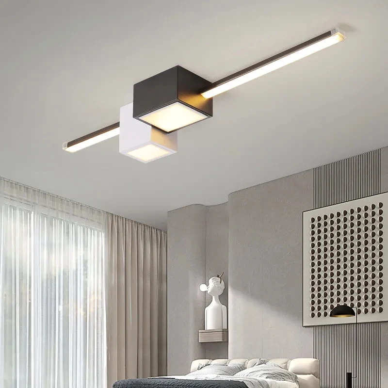 Современная светодиодная потолочная лампа черный и белый цвет L40 L60 L80 L100 см