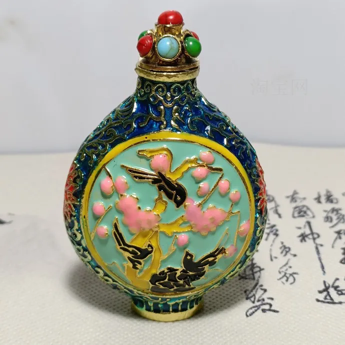 

Snuff bottle folk characteristic craft copper casting antique old-fashioned happy eyebrow snuff bottle gift decoration