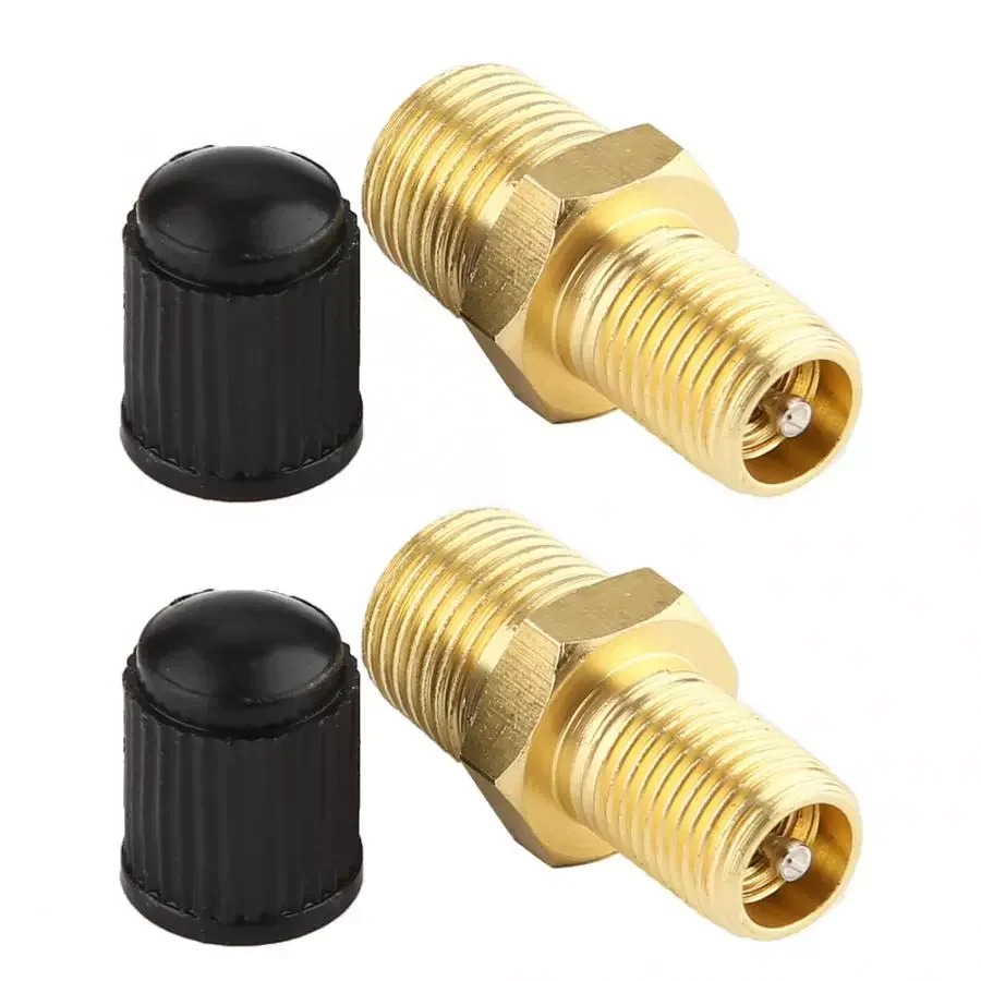 

2Pcs ABS Brass 1/8" NPT MPT Brass Air Compressor Tank Fill Valve tapones Car Wheel Tires Valves Black Gold