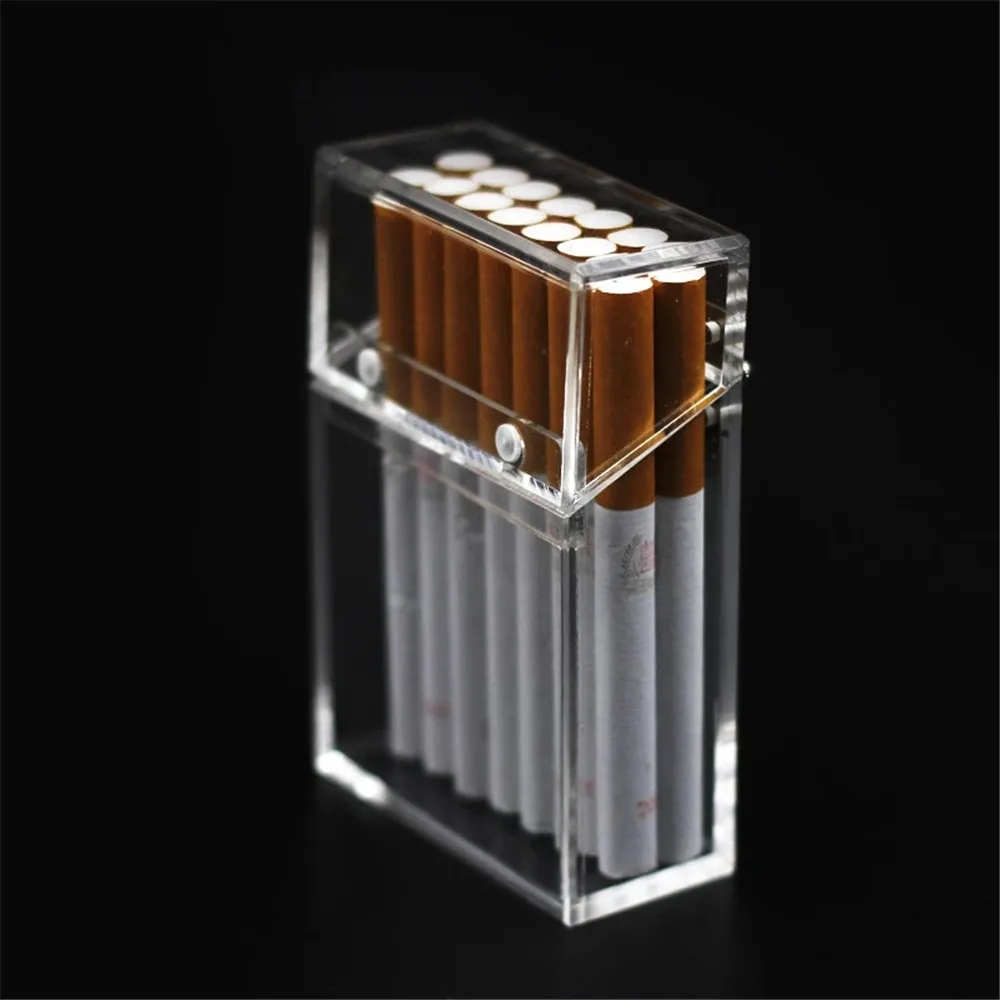 

Creative Transparent Cigarette Case Fashion Acrylic Cigarette Case For Men Thick Lighter Package Dustproof Decorative Gadgets
