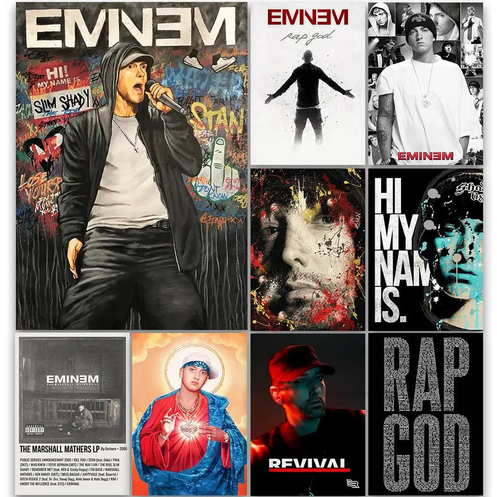 

Eminem Singer Sticker Nostalgia Vintage Home Decoration Cafe Laptop Luggage Skateboard Gift for Art Picture Kids Gifts