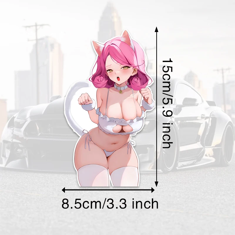 

Аниме Кошка Девушка Автомобильная Наклейка DM23 Водостойкая Виниловая Наклейка Из ПВХ Против Царапин Мультяшный Ди