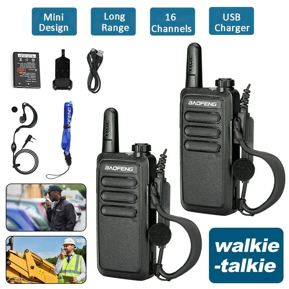 2pcs Baofeng BF-R5 Mini Walkie Talkie USB Fast Charger BF-C9 Ham CB Portable Radio Set BFR5 walkie-talkie two way radio+ Headset