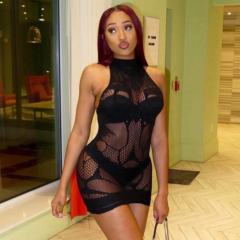 

Fashion Women's Dress Mesh Sexy Lingerie Ropa Mujer One Size Fishnet Babydoll Mini Dress Party Clubwear Bodysuit Underwear
