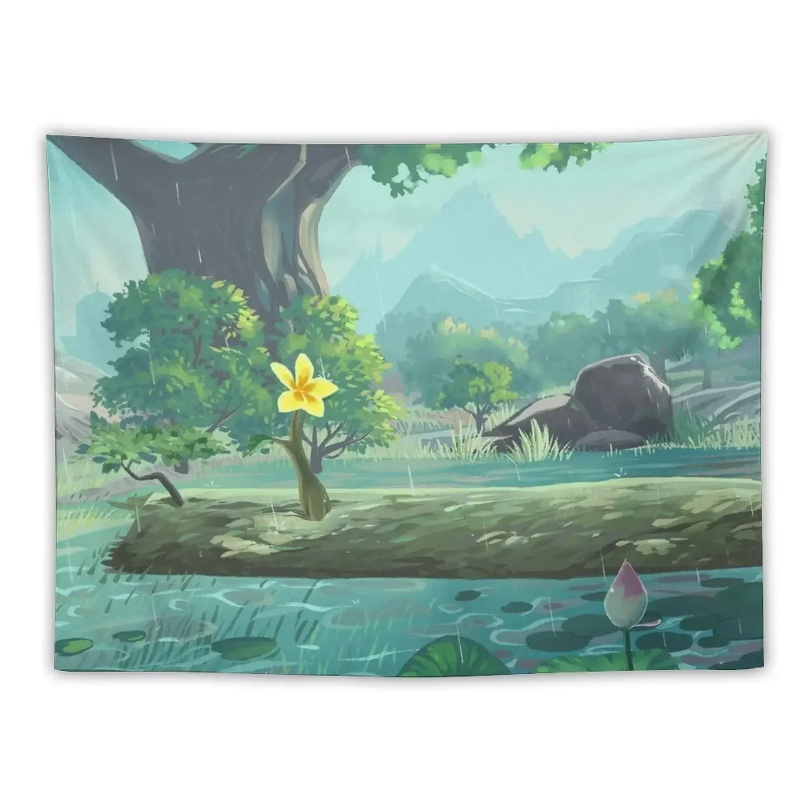 Keya Pond Korok Цветочный гобелен Забавный с эстетическим украшением