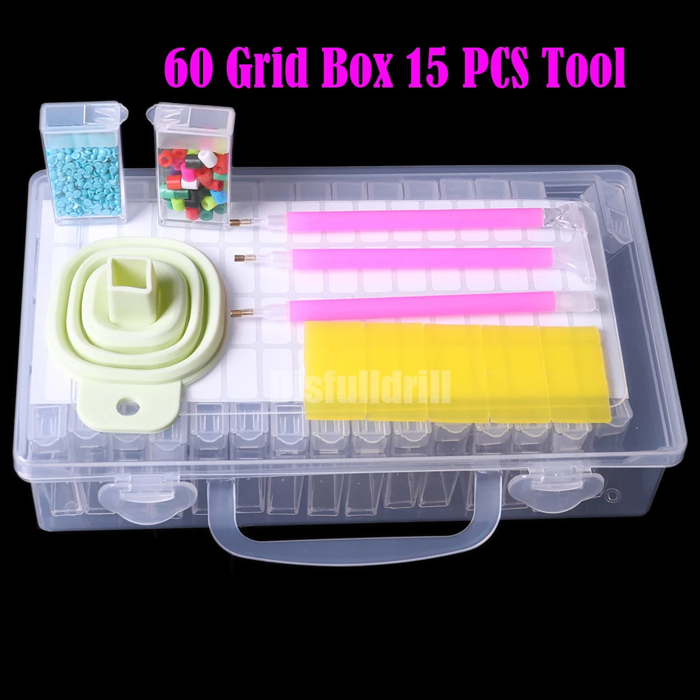 

60 отделений, разборные аксессуары для алмазной вышивки, коробки для алмазной живописи, органайзер для хранения, домашнее хранение