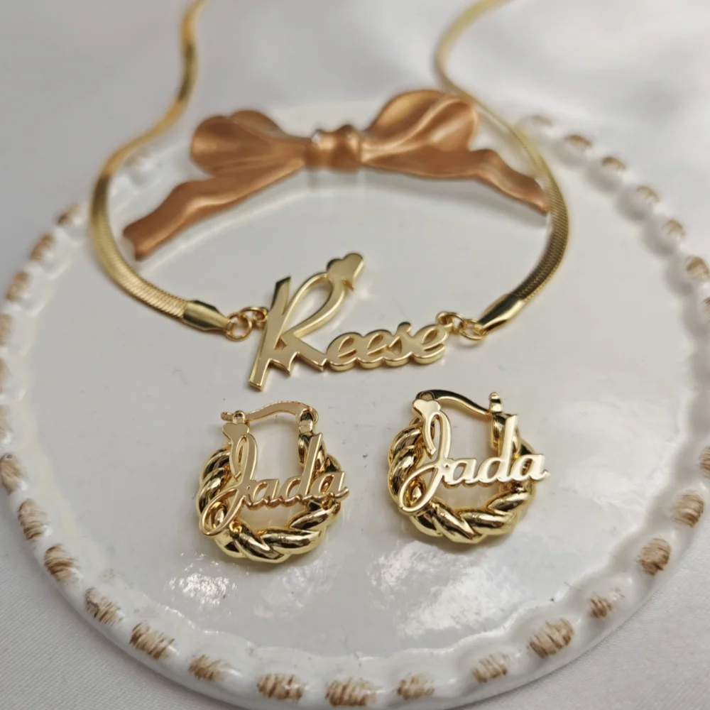 LeeChee змеиная цепь детское ожерелье с именем на заказ 18 мм витые серьги-кольца