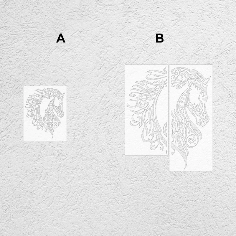 

64 см-116 см трафарет настенная декоративная живопись для производителей мебели арабская каллиграфия дизайн лошади шпаклевка инструмент для рисования S578