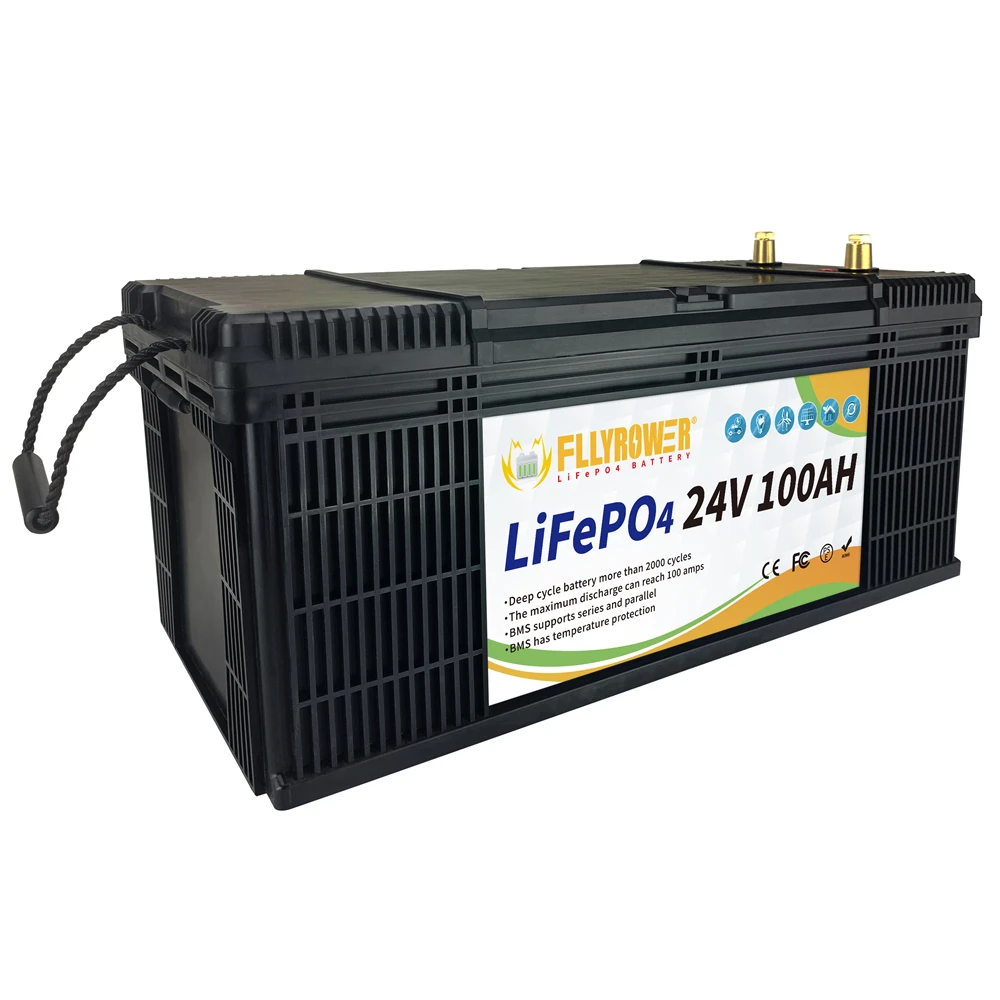 Local Warehouse 24V 60Ah 100Ah 120Ah LiFePO4 With BMS Lithium Iron Phosphate Battery Cell Pack With Charger Fast Shipping