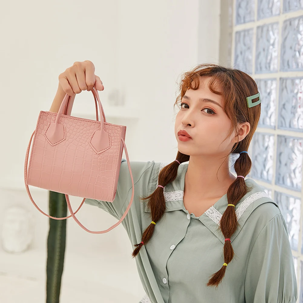 

Youth Ladies Simple Versatile Bag Retro Alligator PU Women Shoulder Totes Bag Female Portable Solid Color Handbags