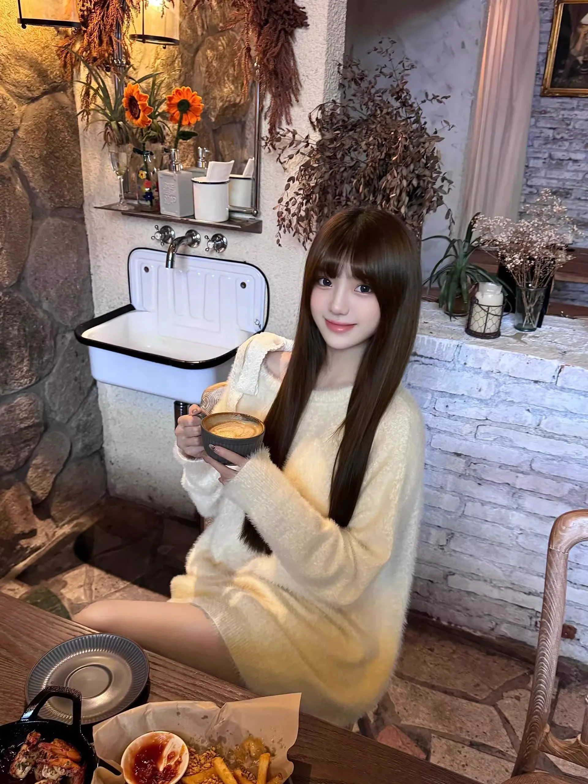 Мягкий клейкий пуловер из мохера с наклонными плечами и бантом женский