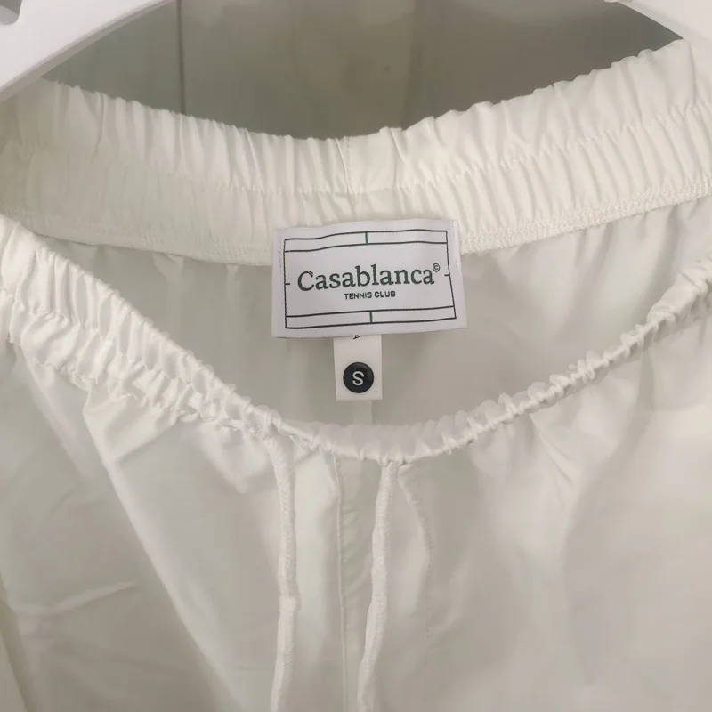 Cross Racket Greenery Floral Print CASABLANCA Short Set Real Photo Men Women Hawaii Beach TENNIS CLUB Short Sleeve Suit Pocket