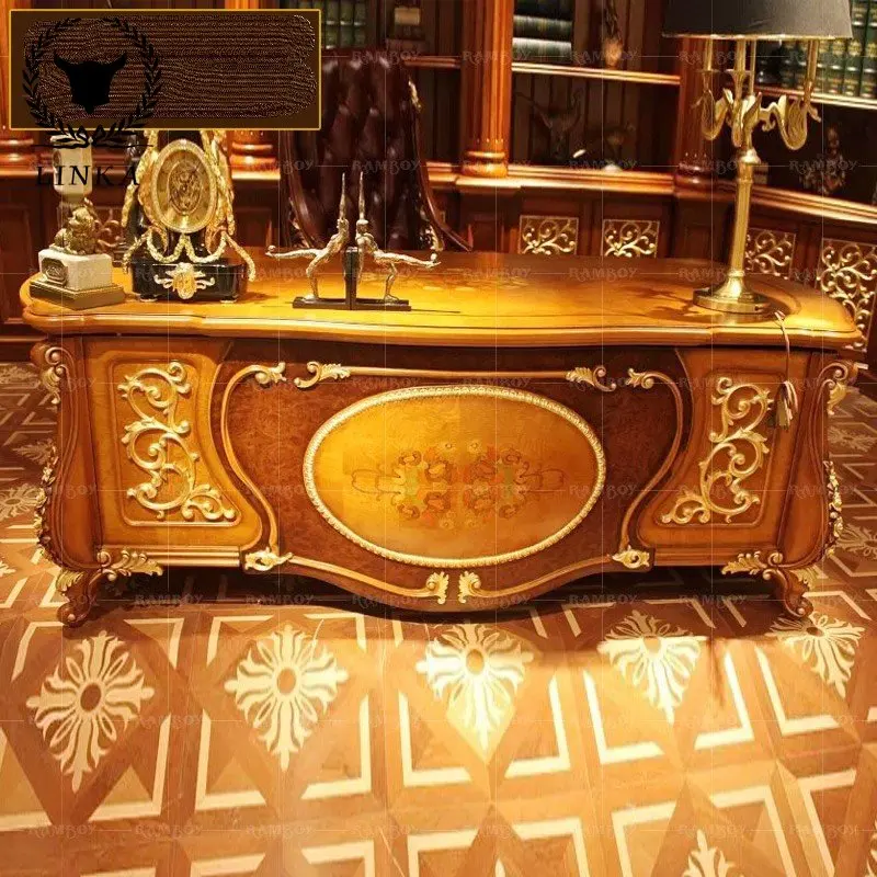 

Итальянская мебель Европейский твердый деревянный резной стол Французский Благородный кабинет компьютерный стол для дома