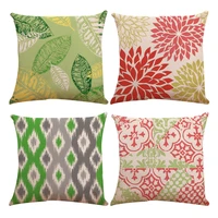 nordic geometric leaf pillow cover sofa car office cotton linen cushion cover waist pillow case pillowcase home decoration
