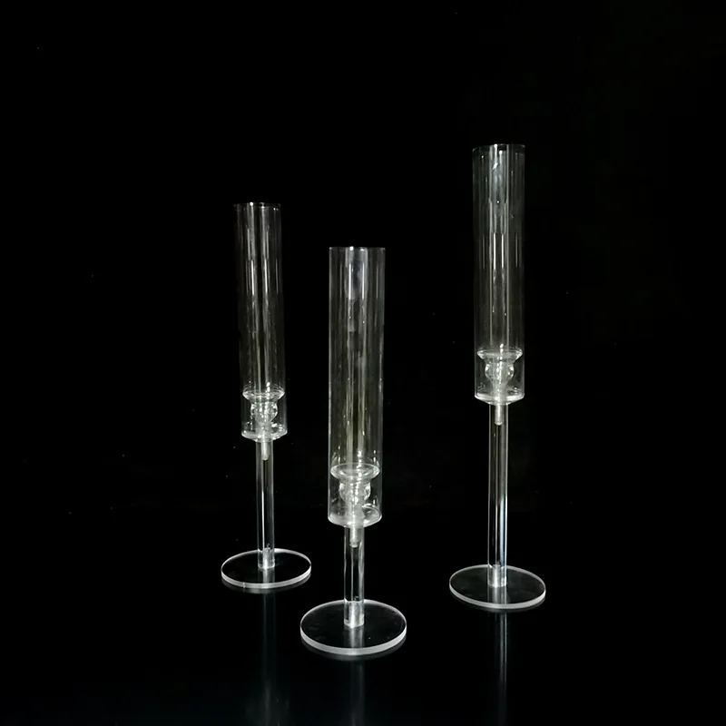 3 Pcs Crystal Candle Holders Acrylic  Candlestick Centerpieces Road Lead Candelabra Centerpieces Wedding porps Christmas deco