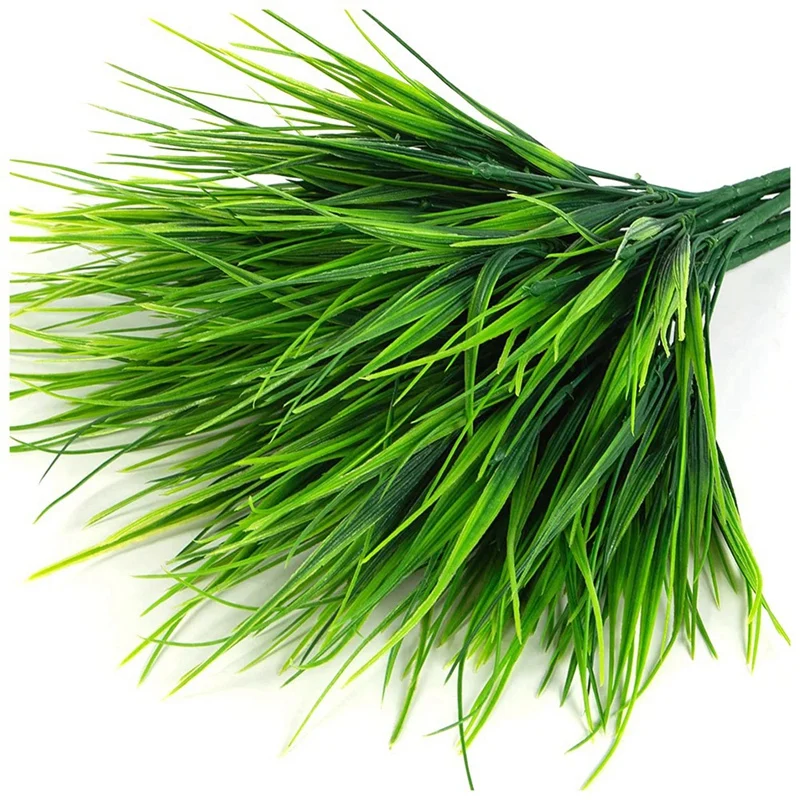 

16 Pcs Artificial Wheat Grass Fake Plants Outdoor, UV Resistant Fake Grass Artificial Greenery Stems Plastic Shrubs