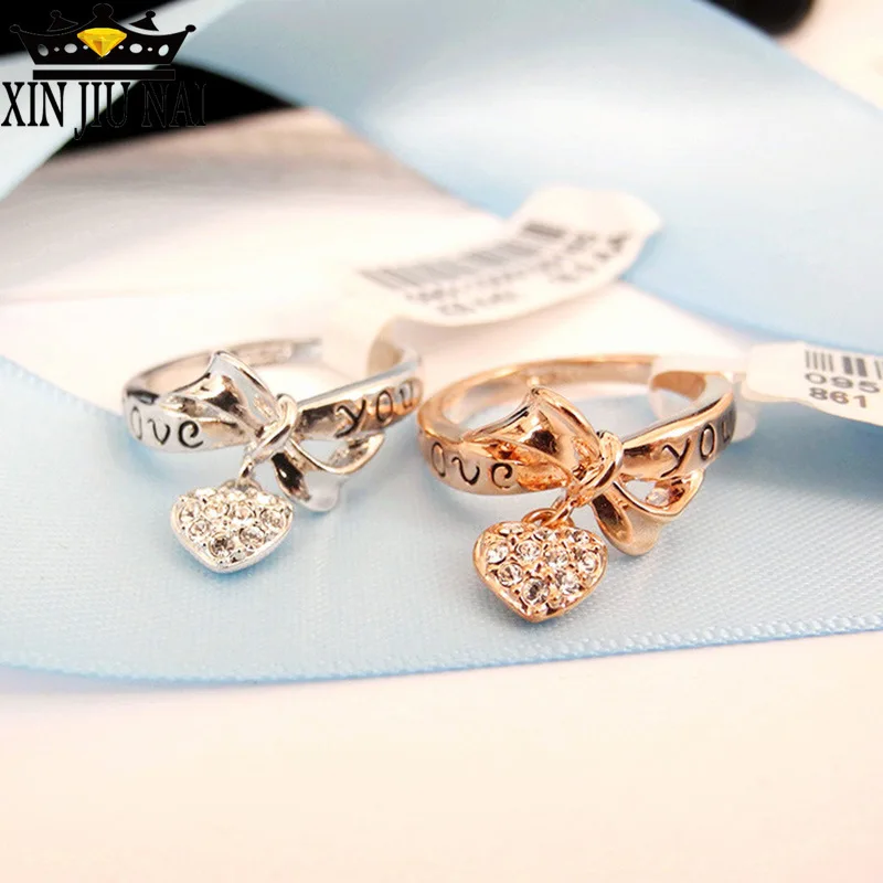 

Lovely fashion love ring LOVE letter crystal butterfly knot heart