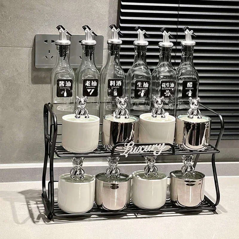 Стеклянный органайзер для специй контейнер соли перца скандинавских приправ