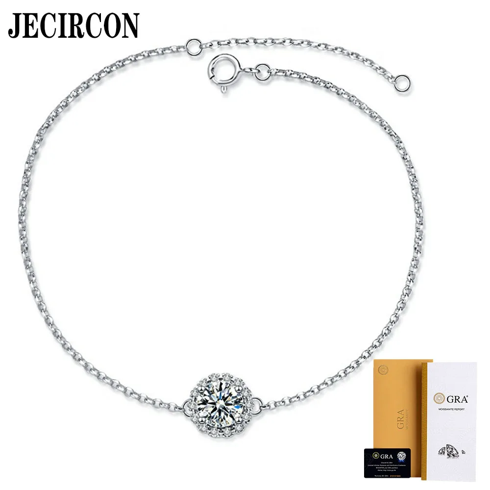 Женский браслет с муассанитом 1 карат из серебра 925 пробы