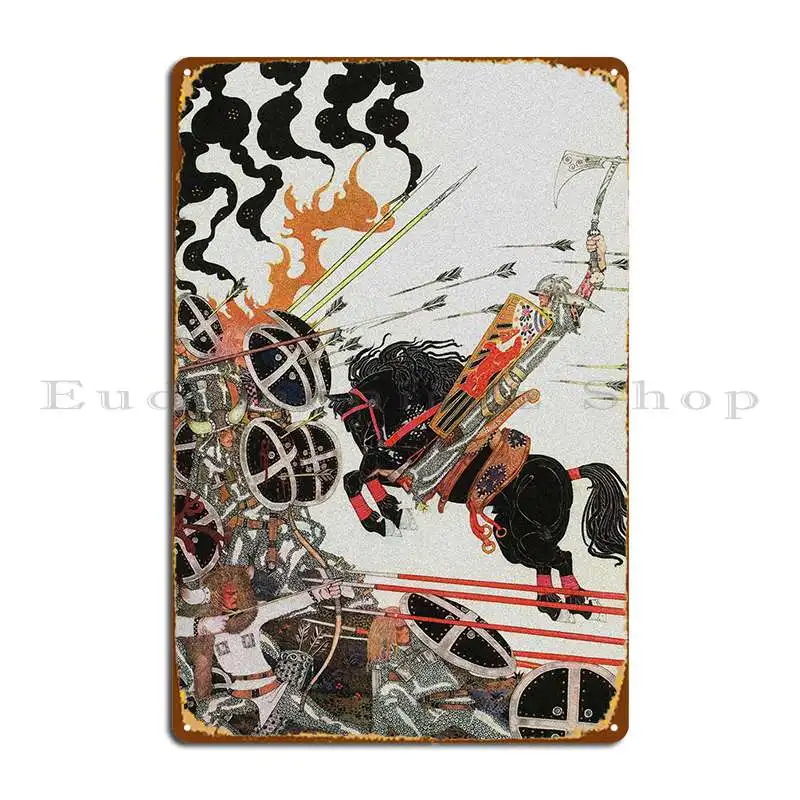 

Knight In The Battle Print Metal Sign Home Design Cinema Iron Wall Mural Tin Sign Poster