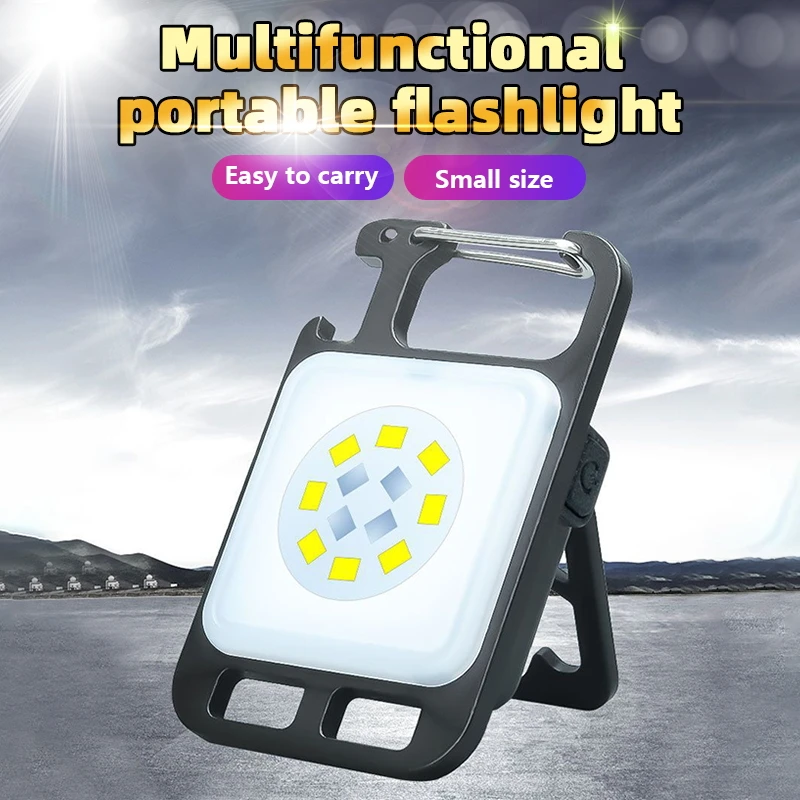 

Mini LED Flashlight Keychain Portable Pocket Light Multifunctional USB Rechargeable COB Work Lamp/ Mini Keychain LED Light