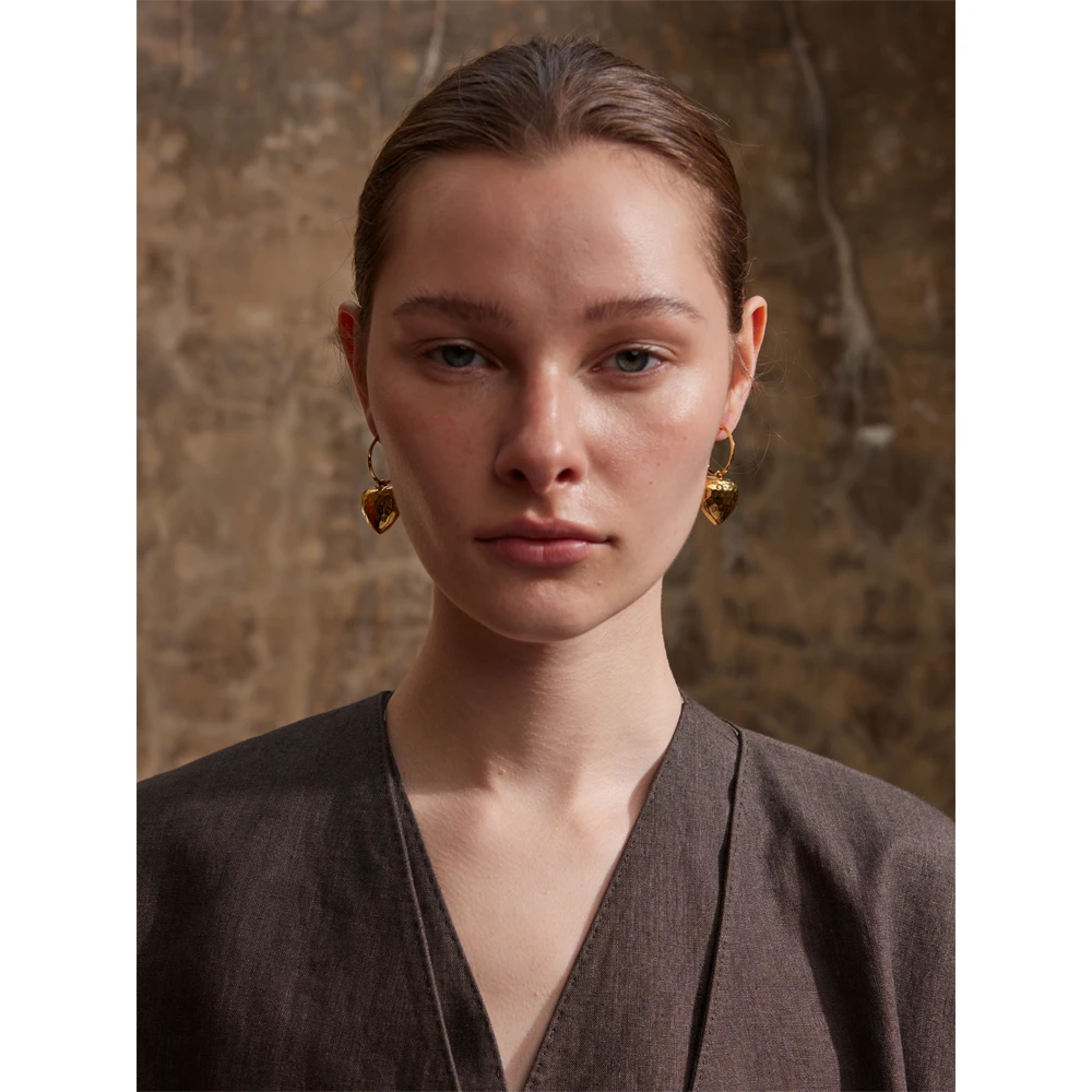 Женские серьги-подвески из нержавеющей стали с сердечками