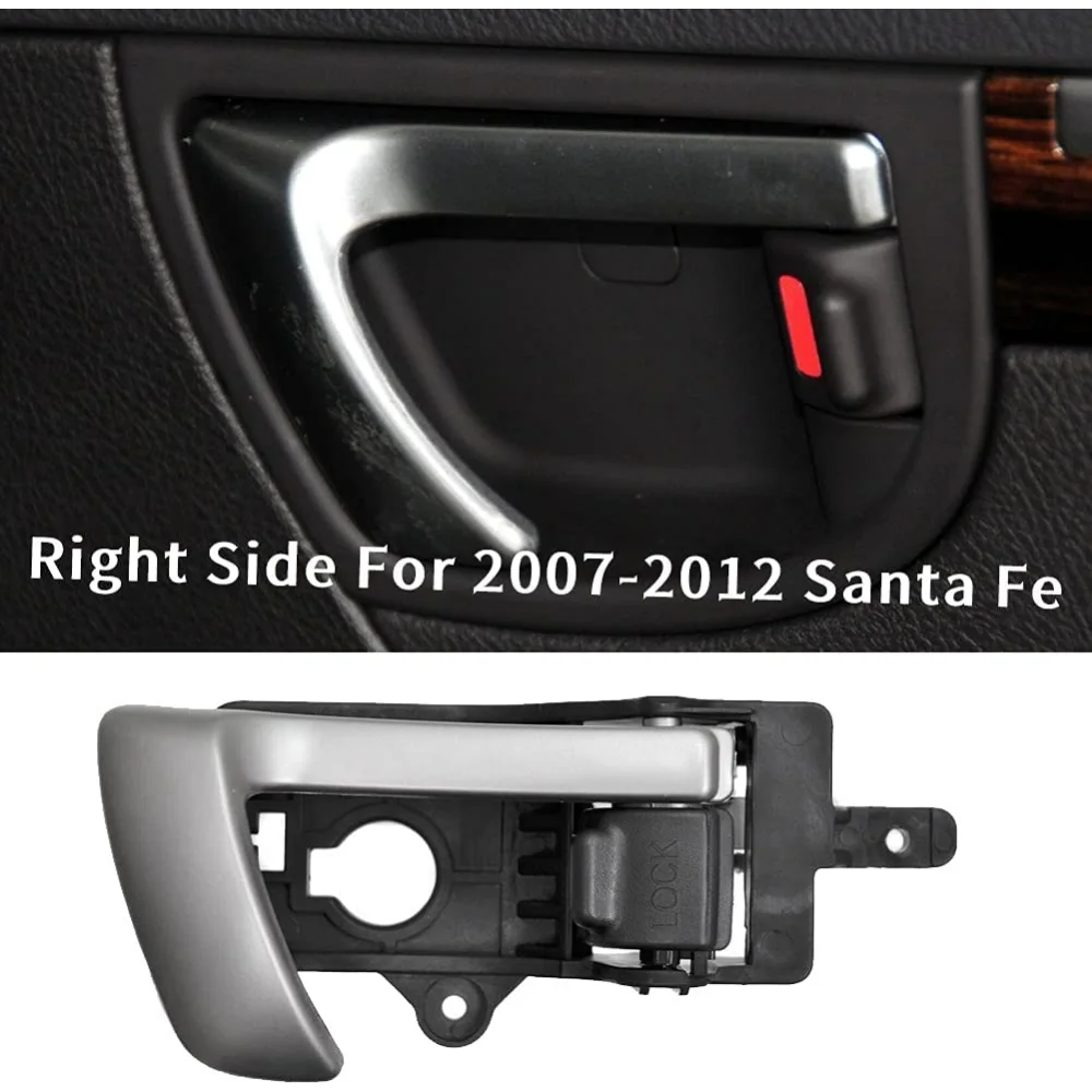 

Left & Right Side Interior Inner Door Handle for 2007-2012 Hyundai Santa Fe with Gray Knob 82620-2B010