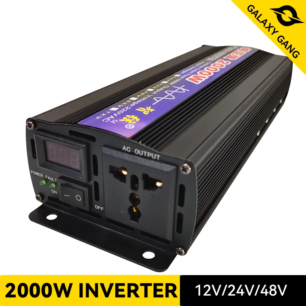 Galaxy Gang 2KW Pure Sine Wave Inverter DC 12V 24V 48V 60V To AC 110V 220V Transformer Power Converter Wind  Solar Inverter