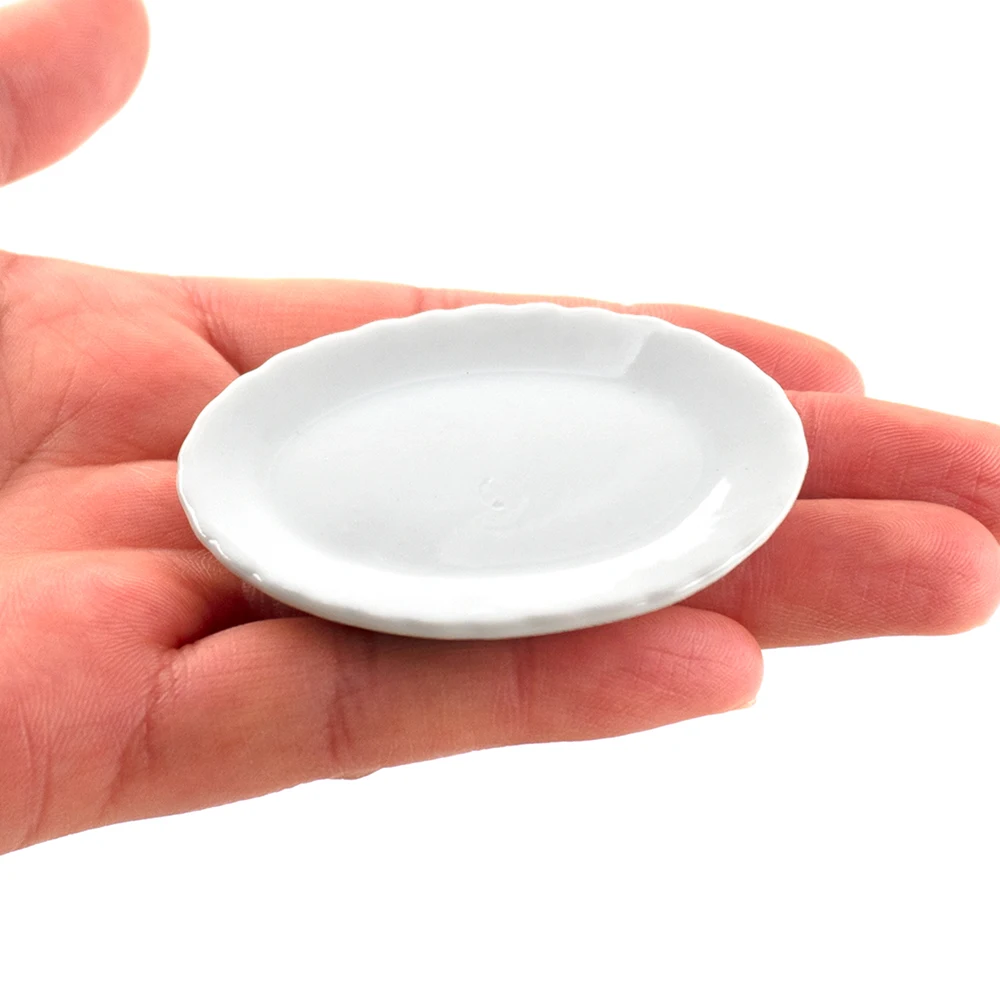 

1Pcs 1/12 Dollhouse Miniature Ceramic Food Plate Mini Kitchen Disk Model Toys for Doll House Accessories Decoration